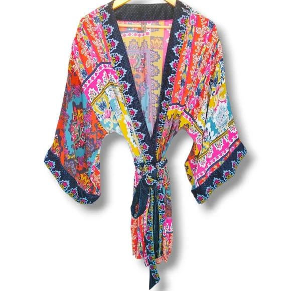 Anthropologie Zadie Velvet Floral Kimono Robe M/L